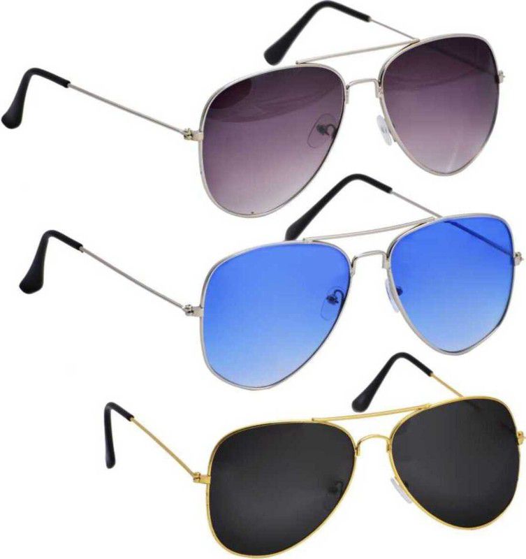 Polarized, Gradient, Mirrored, UV Protection Aviator Sunglasses (54)  (For Men & Women, Multicolor)