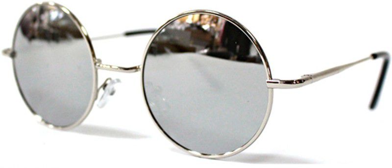 Polarized, UV Protection, Mirrored Round Sunglasses (Free Size)  (For Men & Women, Silver)