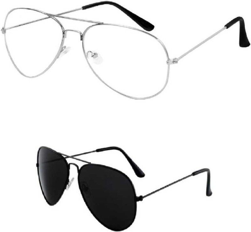 Mirrored Aviator Sunglasses (Free Size)  (For Men & Women, Clear, Black)