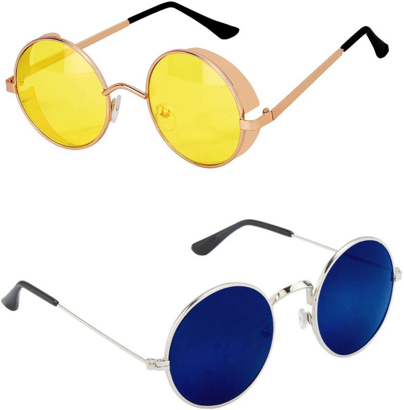 UV Protection, Gradient Round Sunglasses (51)  (For Men & Women, Yellow, Blue)