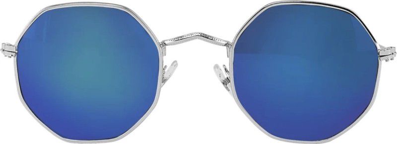 UV Protection, Polarized Oval, Retro Square Sunglasses (48)  (For Men & Women, Blue)