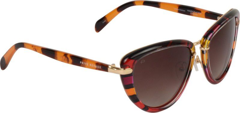 Polarized, Riding Glasses Cat-eye Sunglasses (60)  (For Women, Brown)