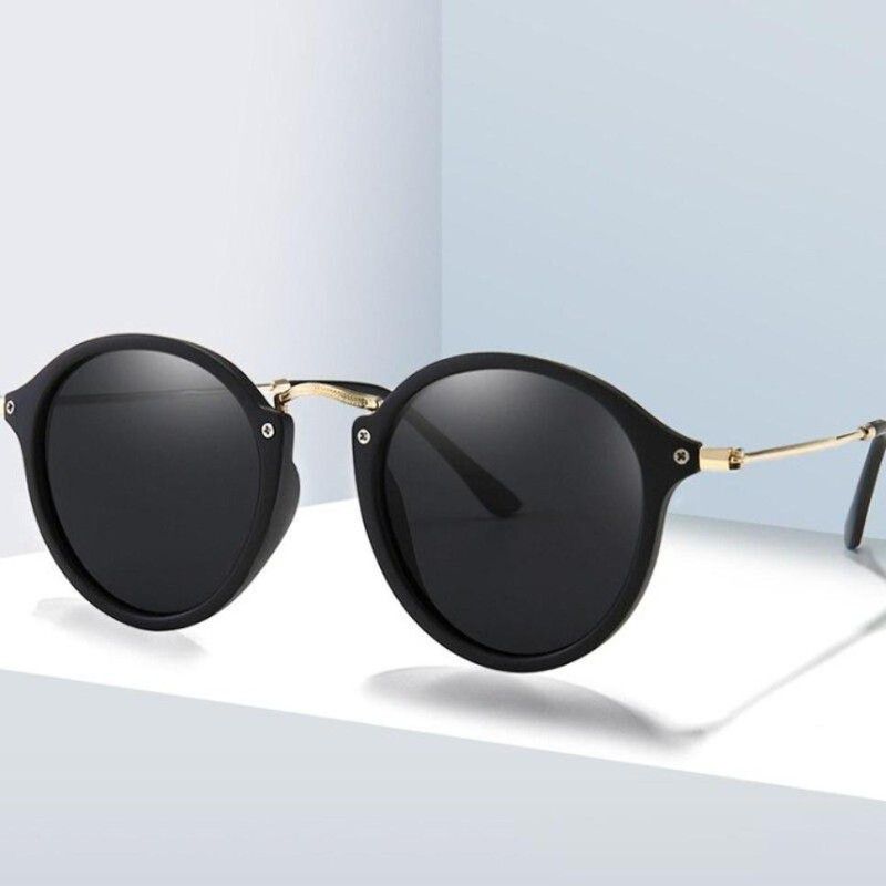 Polarized Round Sunglasses (15)  (For Women, Black)