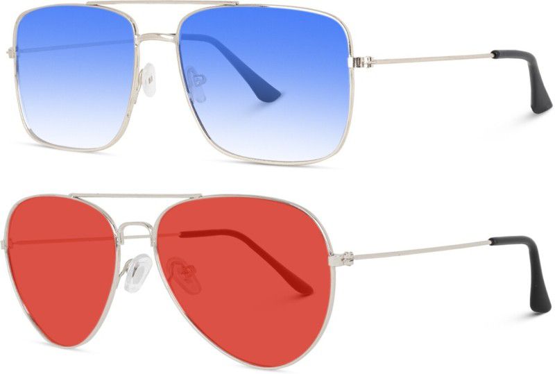 Polarized Aviator Sunglasses (Free Size)  (For Men & Women, Red)
