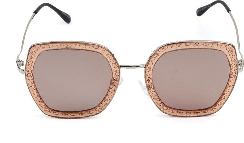 Polarized Retro Square Sunglasses (62)  (For Women, Pink)