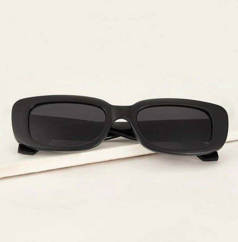 UV Protection, Polarized Retro Square Sunglasses (15)  (For Men & Women, Black)
