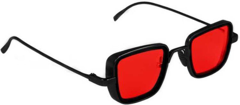 UV Protection Rectangular Sunglasses (Free Size)  (For Men & Women, Black, Red)