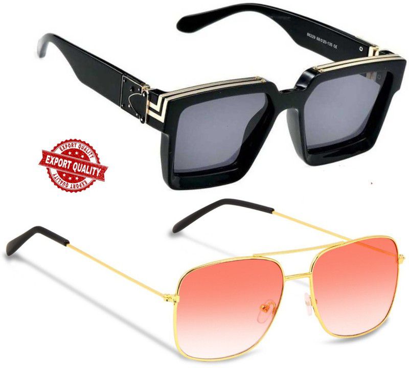 Retro Square Sunglasses  (For Boys & Girls, Pink)