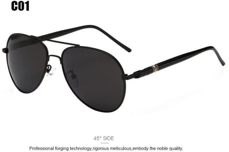 Polarized Aviator Sunglasses (15)  (For Men & Women, Black)