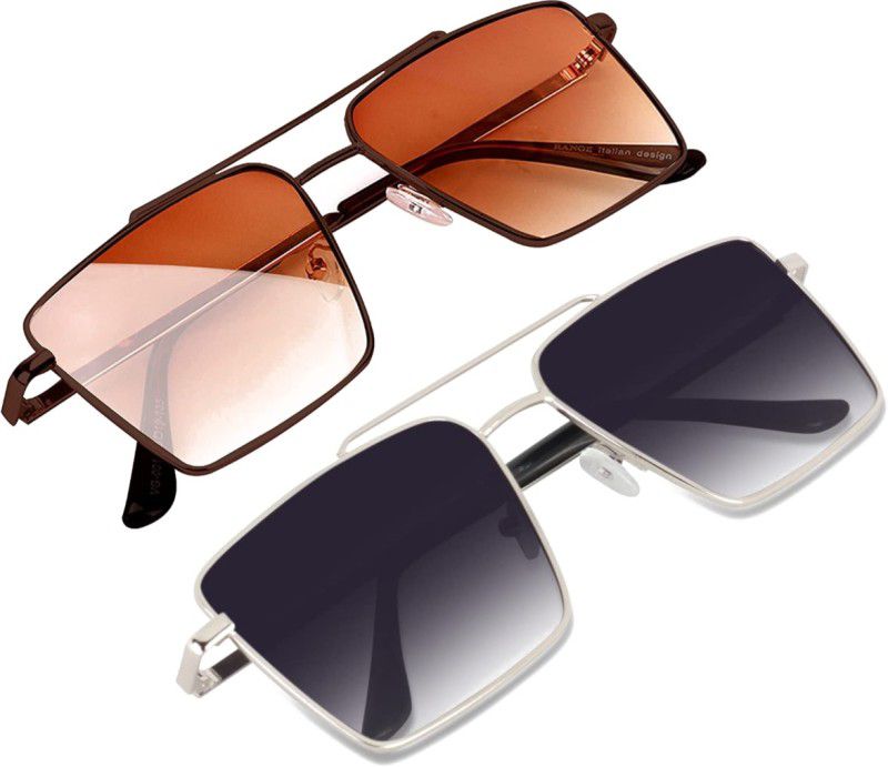 Retro Square Sunglasses  (For Boys & Girls, Brown, Black)