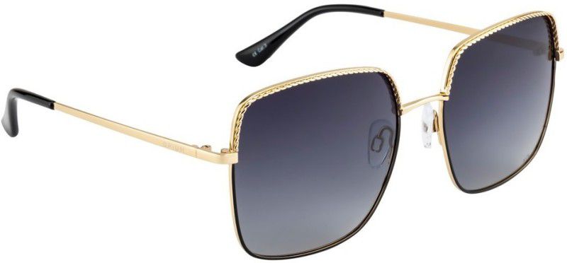 Polarized Retro Square Sunglasses (56)  (For Women, Grey)