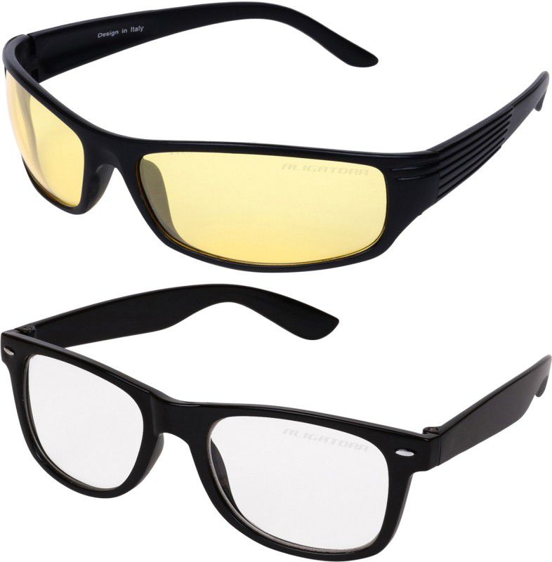 UV Protection Wayfarer Sunglasses (58)  (For Men & Women, Yellow, Clear)