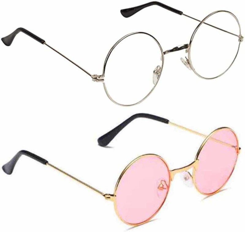Mirrored Round Sunglasses (Free Size)  (For Boys & Girls, Clear, Pink)