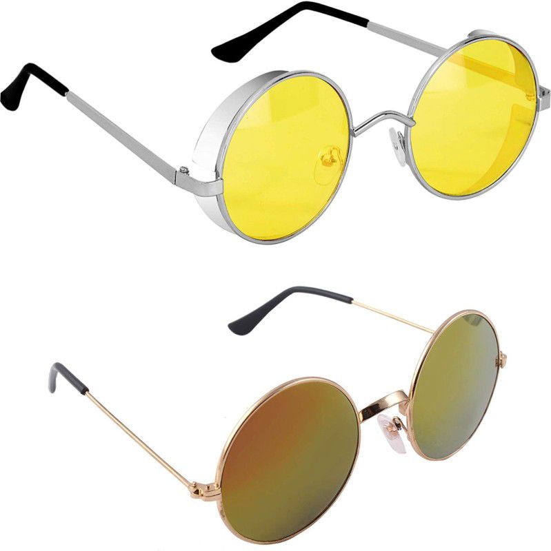 UV Protection, Gradient Round Sunglasses (51)  (For Men & Women, Yellow, Golden)