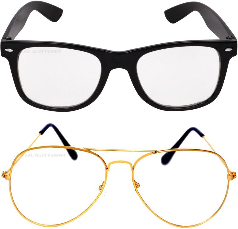 UV Protection Wayfarer Sunglasses (58)  (For Men & Women, Clear, Golden)