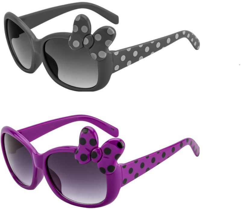 Gradient, UV Protection Oval Sunglasses (Free Size)  (For Boys & Girls, Black, Violet)