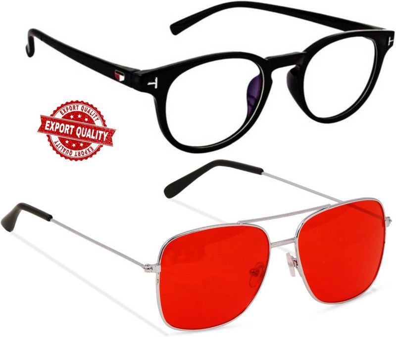 UV Protection Oval, Retro Square Sunglasses (48)  (For Boys & Girls, Red)