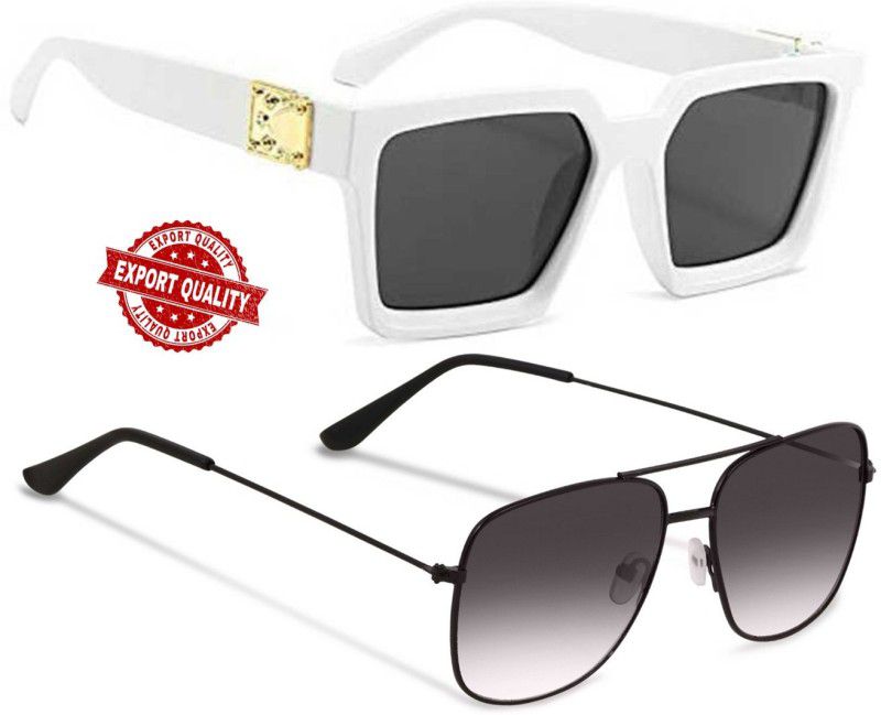 UV Protection, Gradient Retro Square, Wayfarer Sunglasses (50)  (For Men & Women, Black)