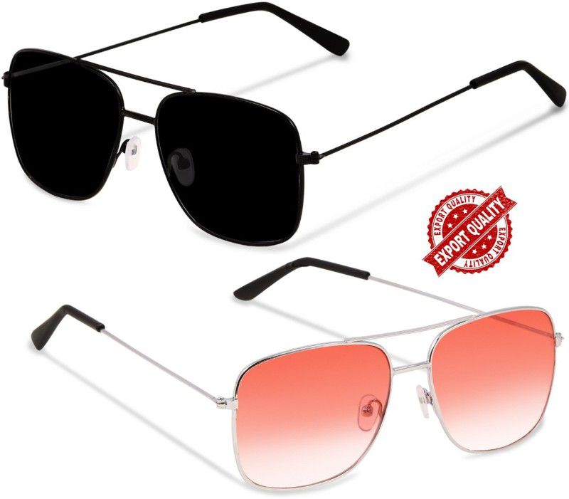 Polarized Rectangular Sunglasses (45)  (For Men & Women, Pink)