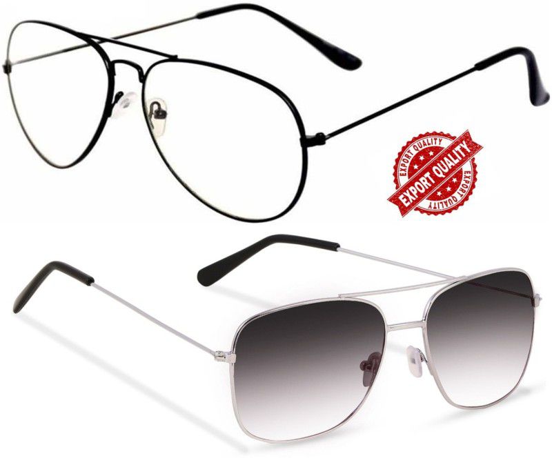 UV Protection, Gradient Aviator, Retro Square Sunglasses (48)  (For Men & Women, Black)