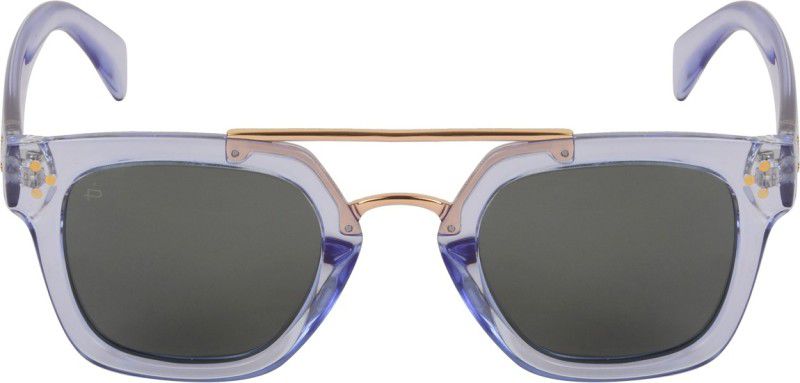 Polarized, Riding Glasses Retro Square Sunglasses (57)  (For Men & Women, Green)