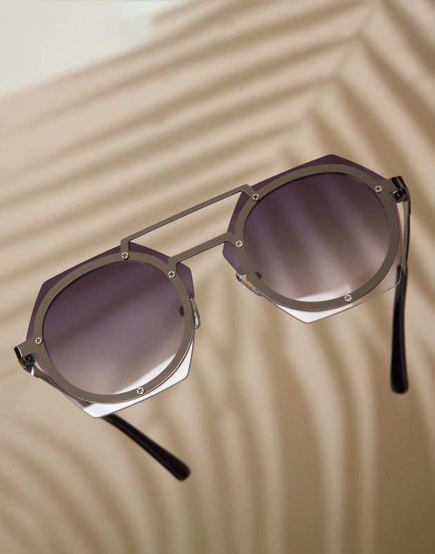 UV Protection, Gradient Over-sized Sunglasses (55)  (For Men & Women, Grey)