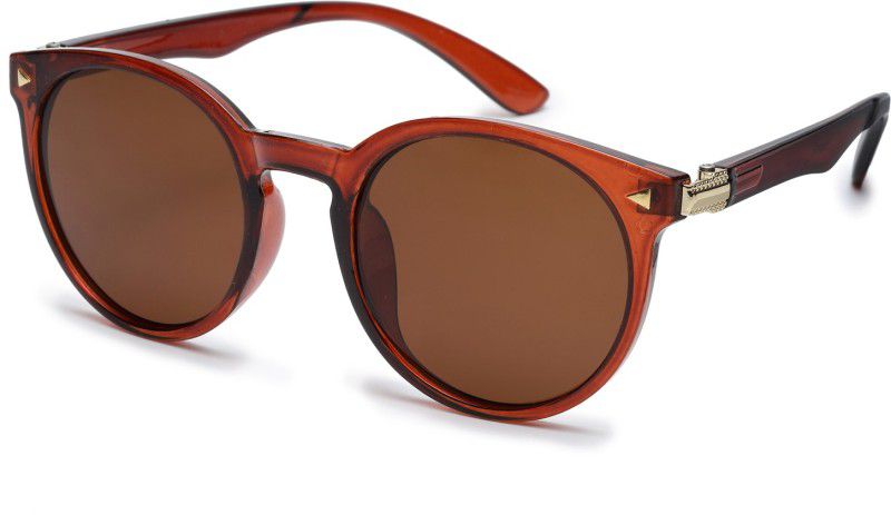 UV Protection, Polarized Round Sunglasses (55)  (For Men & Women, Brown)