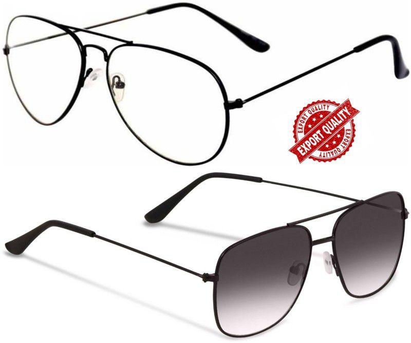 UV Protection, Gradient Aviator Sunglasses (48)  (For Men & Women, Black)