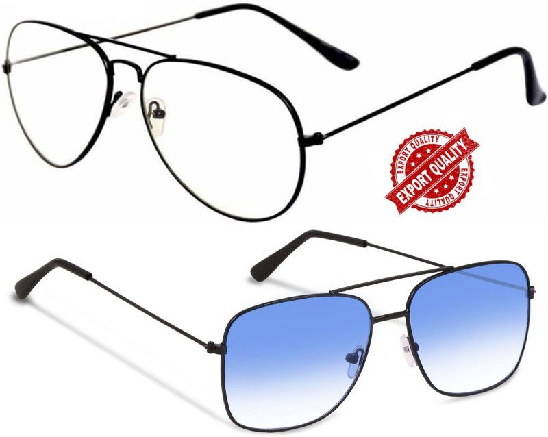 UV Protection, Gradient Aviator, Retro Square Sunglasses (48)  (For Men & Women, Blue)