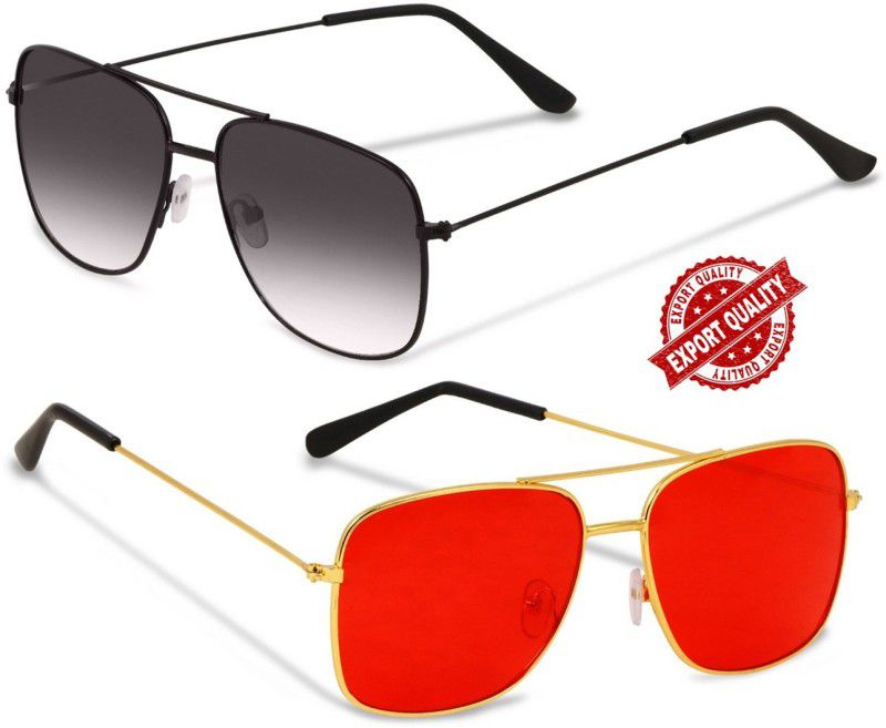 UV Protection Retro Square Sunglasses (45)  (For Men & Women, Red)