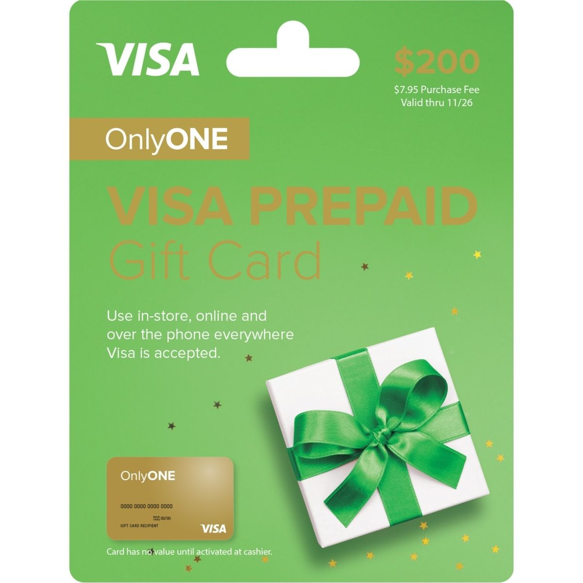 Only One VISA $200 Prepaid Gift Card