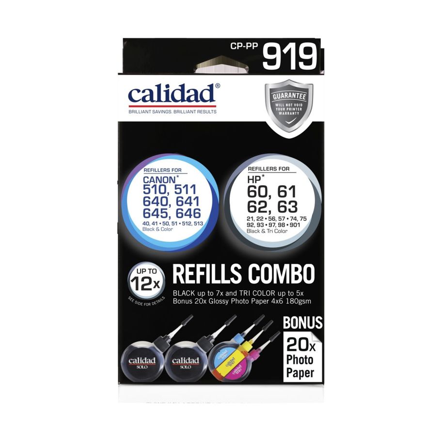 3 Pack Calidad Canon/HP CP-PP 919 Refills Combo