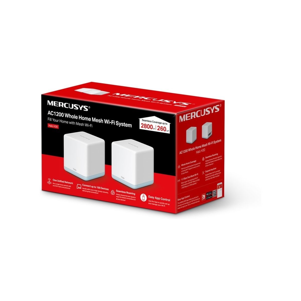 2 Pack Mercusys Halo AC1200 Whole Home Mesh Wi-Fi System
