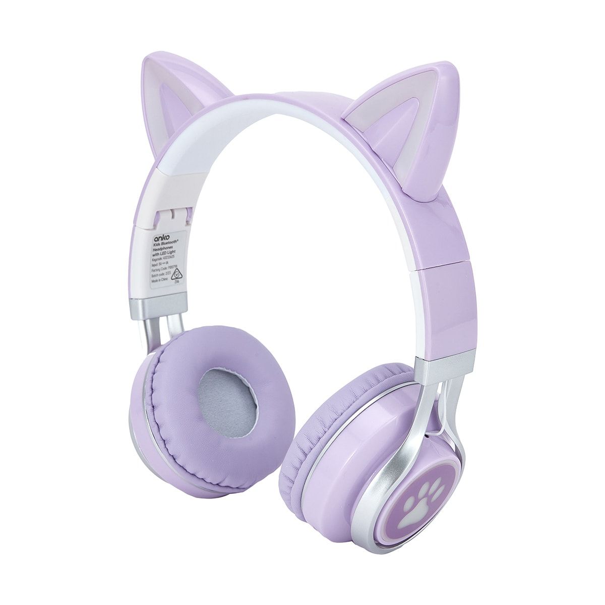 Kids Bluetooth Headphones with Cat Ears & LED Light
