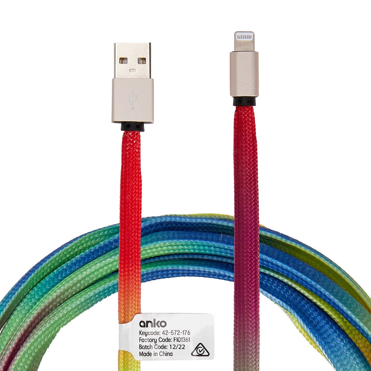 Lightning Cable - 2m Rainbow Rope
