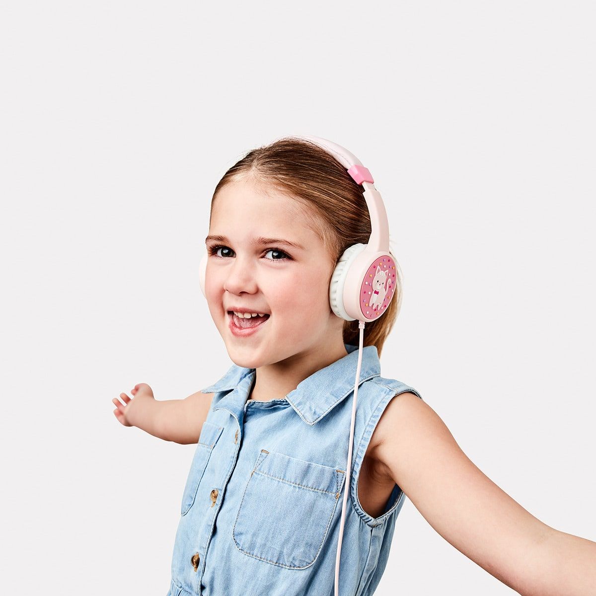 Kids Wired Volume Limited Headphones - Pink Cat