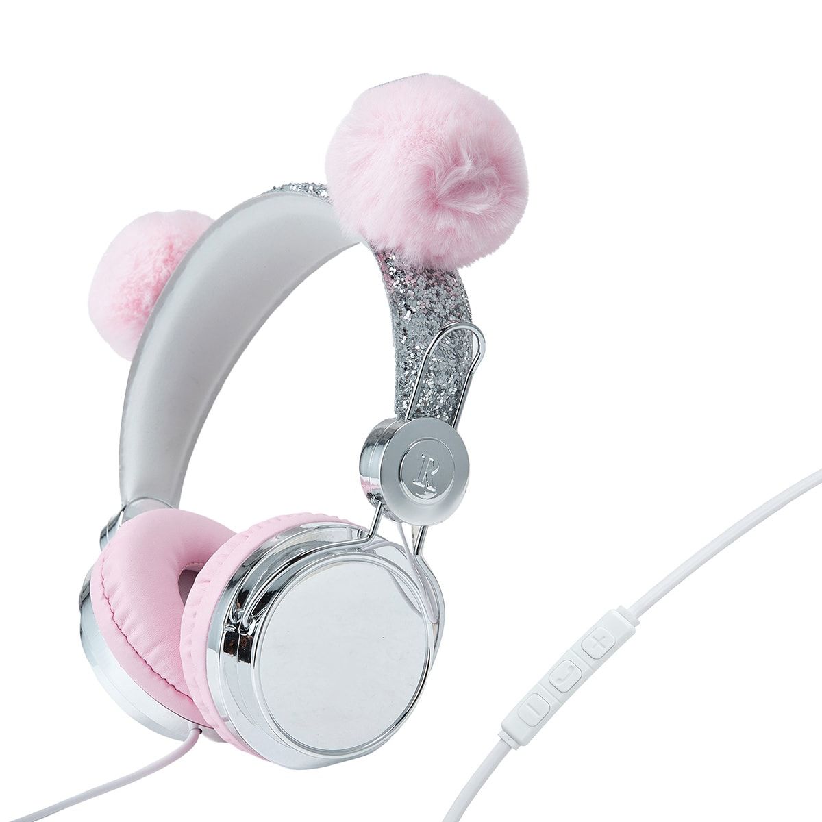 Kids Novelty Wired Headphones - Pom Pom, Pink