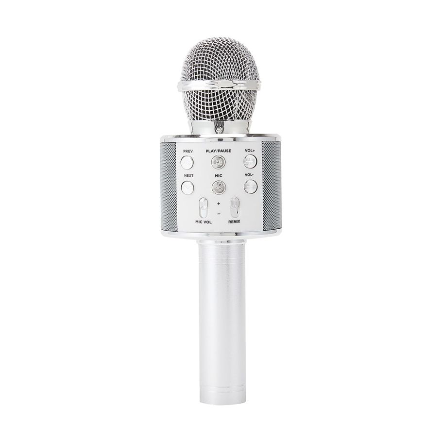 Bluetooth Karaoke Microphone with Speaker - Silver