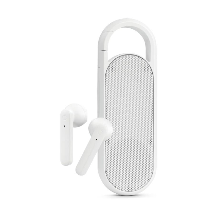 True Wireless Portable Speaker & Earbuds - White