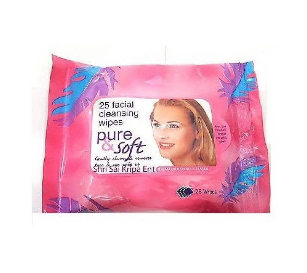 Pure Soft facial cleansing wipes - 25 Pcs