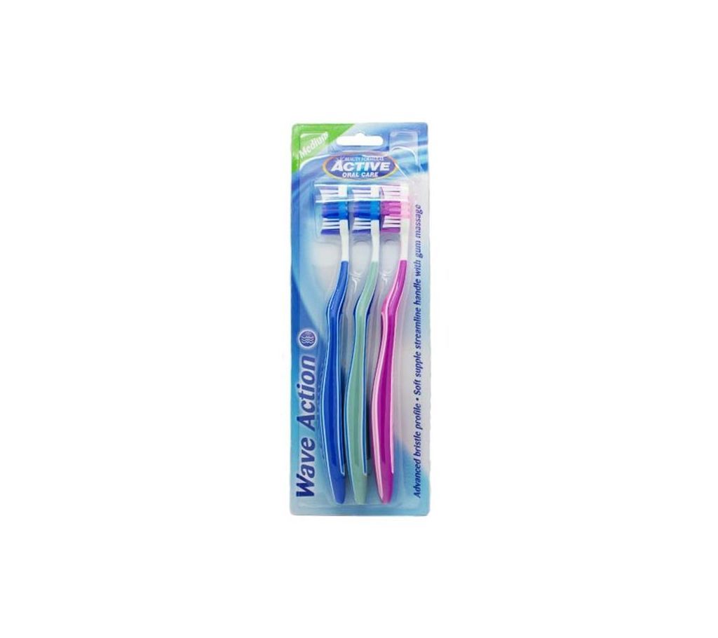 Beauty Formulas Active Oral Care Wave Action 3pk Toothbrush