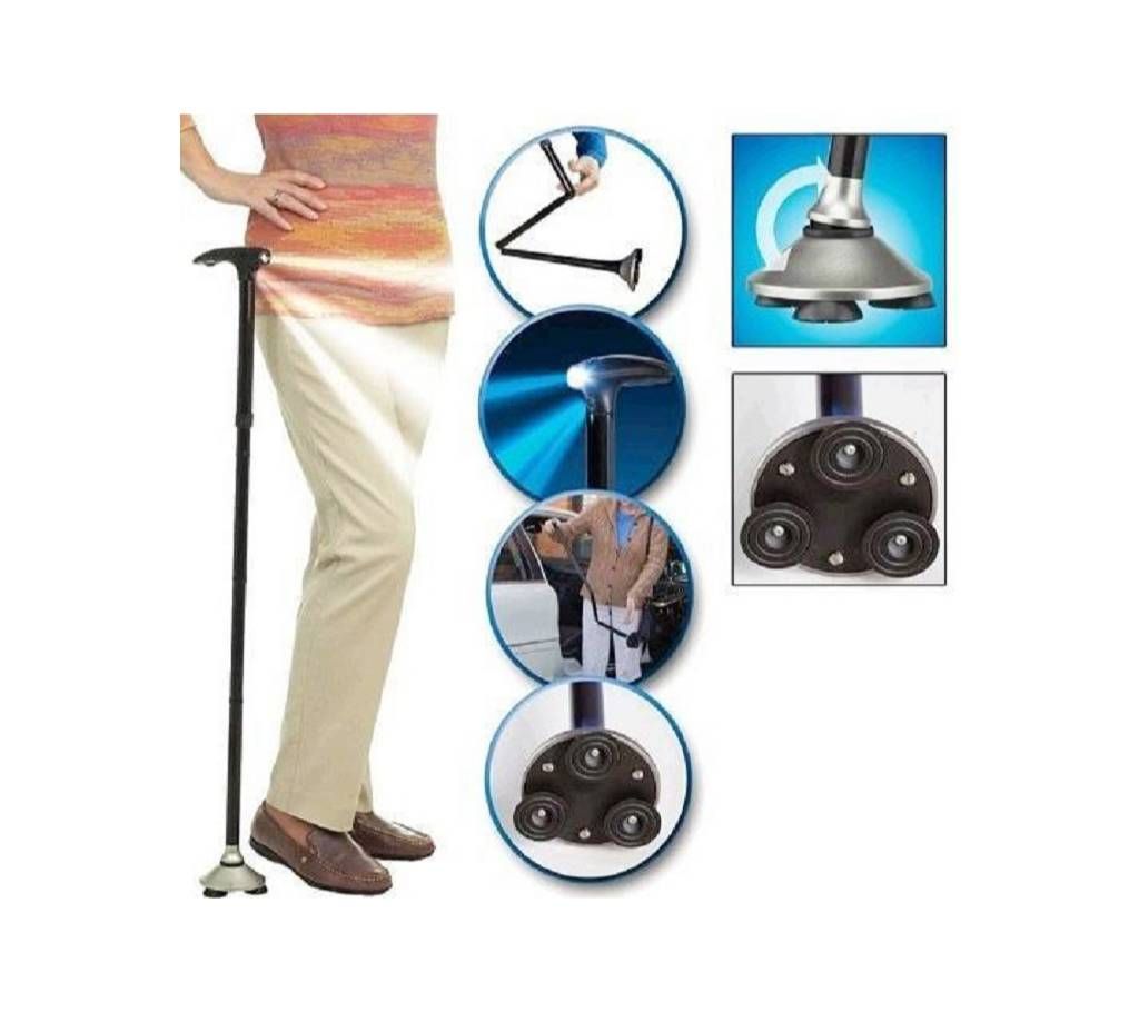Generic Ultra-light Handle Dependable Walking Magic Foldable Trusty Cane with Built-in Light