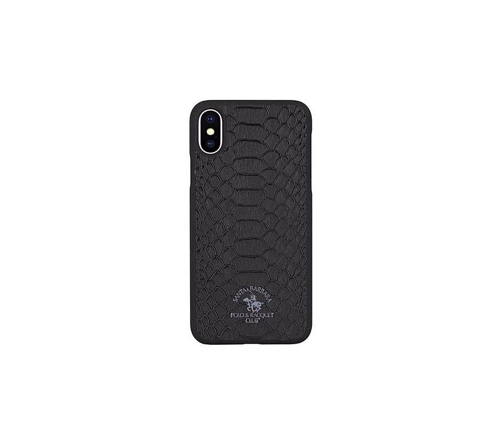 Genuine Leather Mobile Back Cover for iPhone X - Black