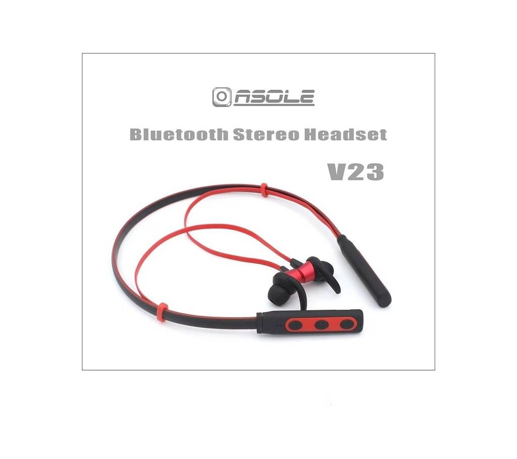 Wireless Bluetooth Headset  Sports-V23 -Red& Black