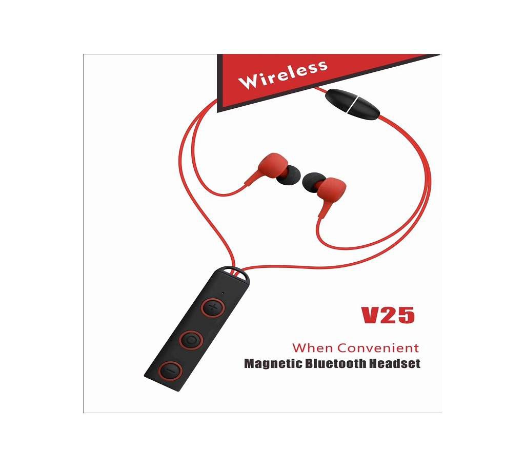Wireless Bluetooth Headset  Sports-V25 -Red& Black