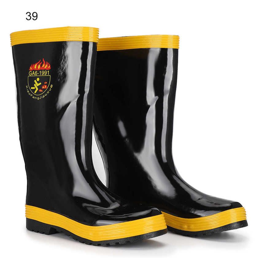 Firefighter Boots Fire Fighting Rescue Non-Slip High Temperature Resistance Rubber Safety Shoes