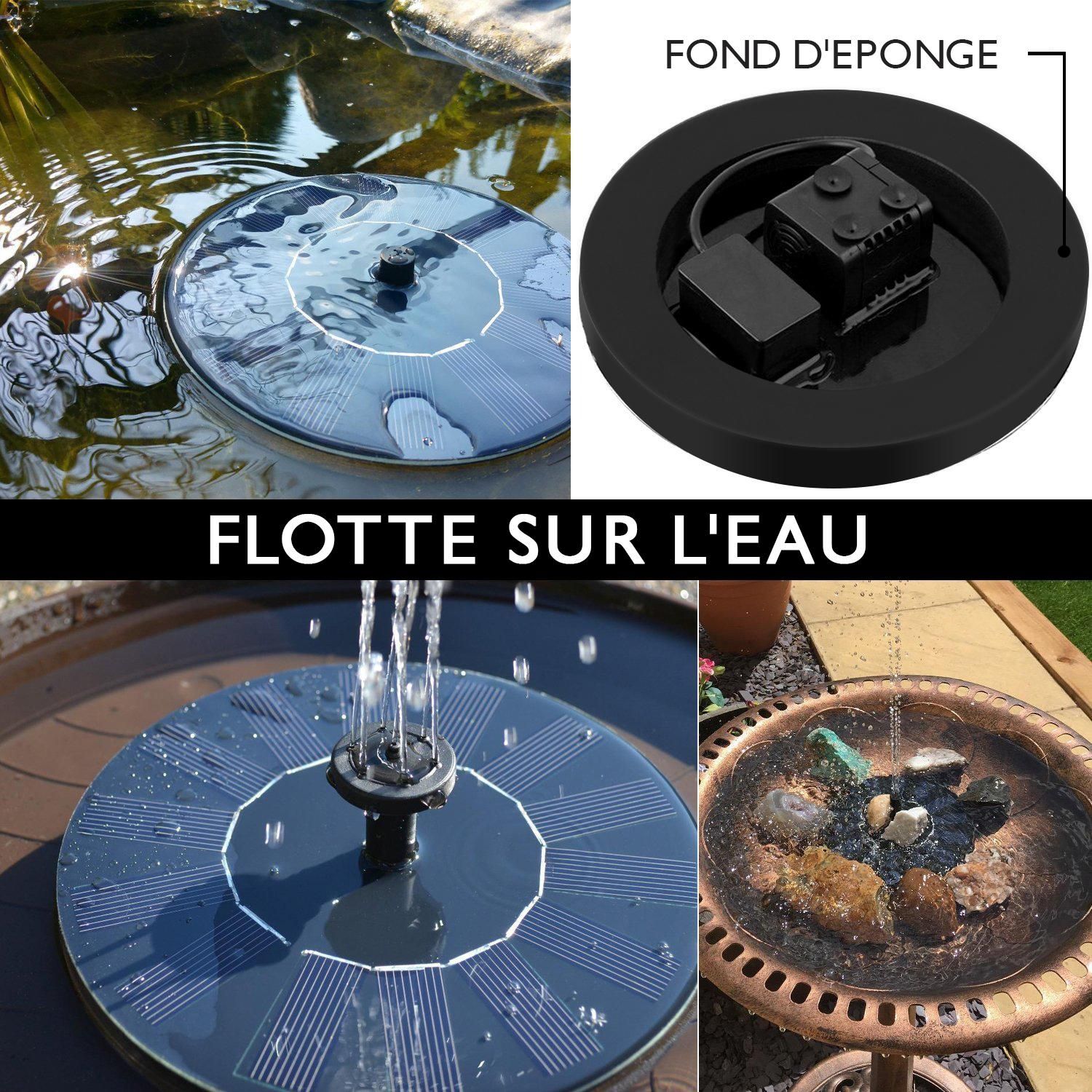 Bird Bath Fountain Solar Powered Water Pump Floating Outdoor Pond Garden Patio