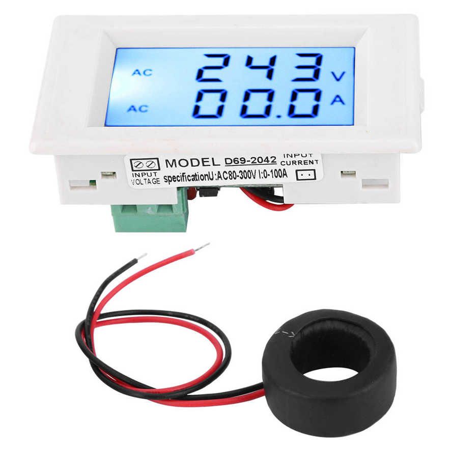 Current Meter D69-2042 Dual Display Voltmeter Ammeter AC80-300V 0-50A 0-100A with Transformer