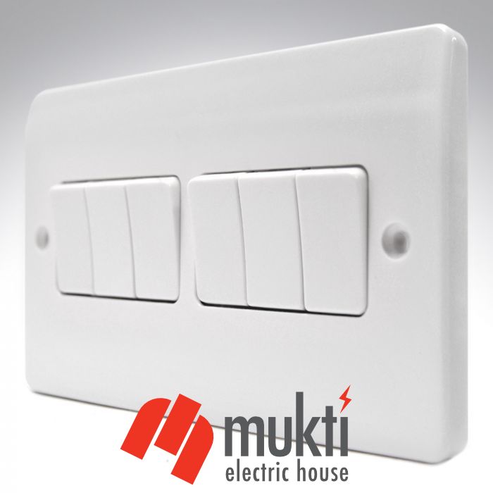 MK Made in UK LOGIC PLUS 6 Gang 10A Six 6Gang Switch Socket