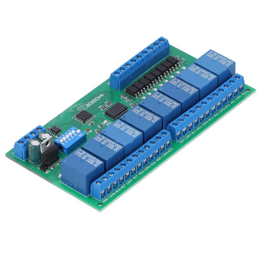 Relay 8 Input Output RS485 DIN35 Rail Box PLC Expansion Board 24V N4D8B08